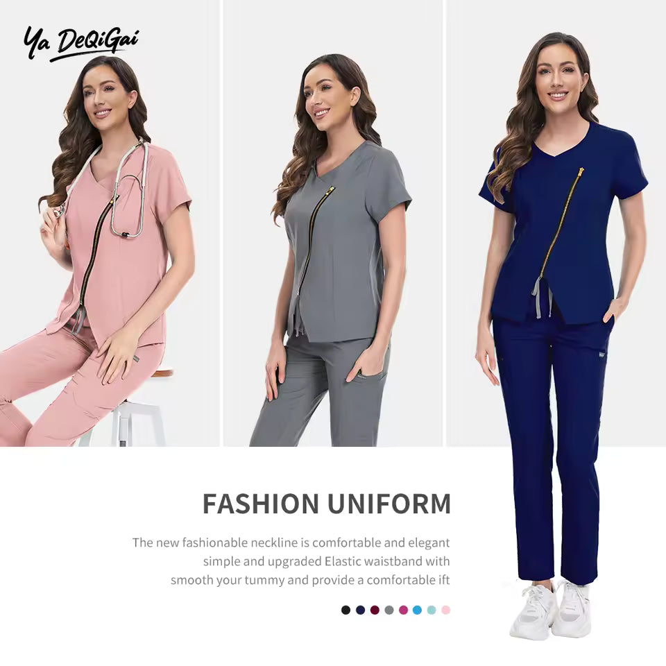 Women Unique Hospital Scrubs Set – Top & Pants for Nurses & Doctors