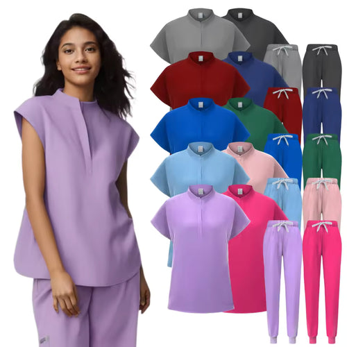 Colorful Medical/Hosptial Scrubs Set – High Neck- Fashion Fit