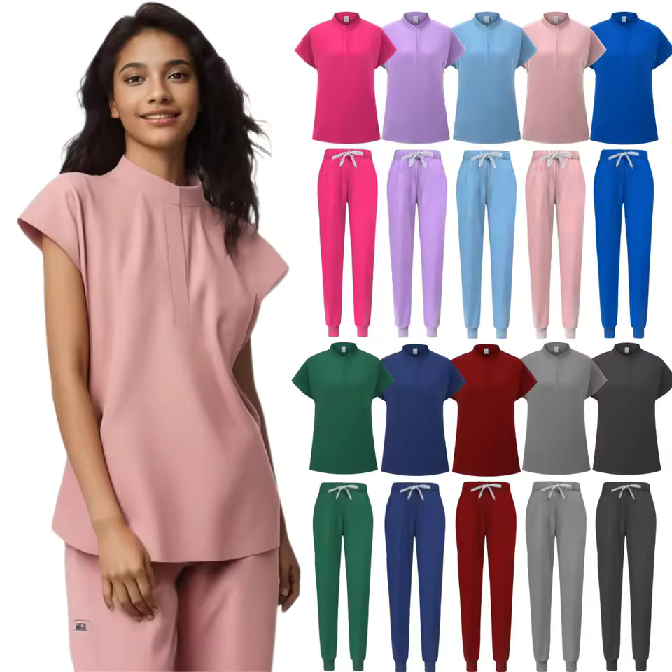 Colorful Medical/Hosptial Scrubs Set – High Neck- Fashion Fit