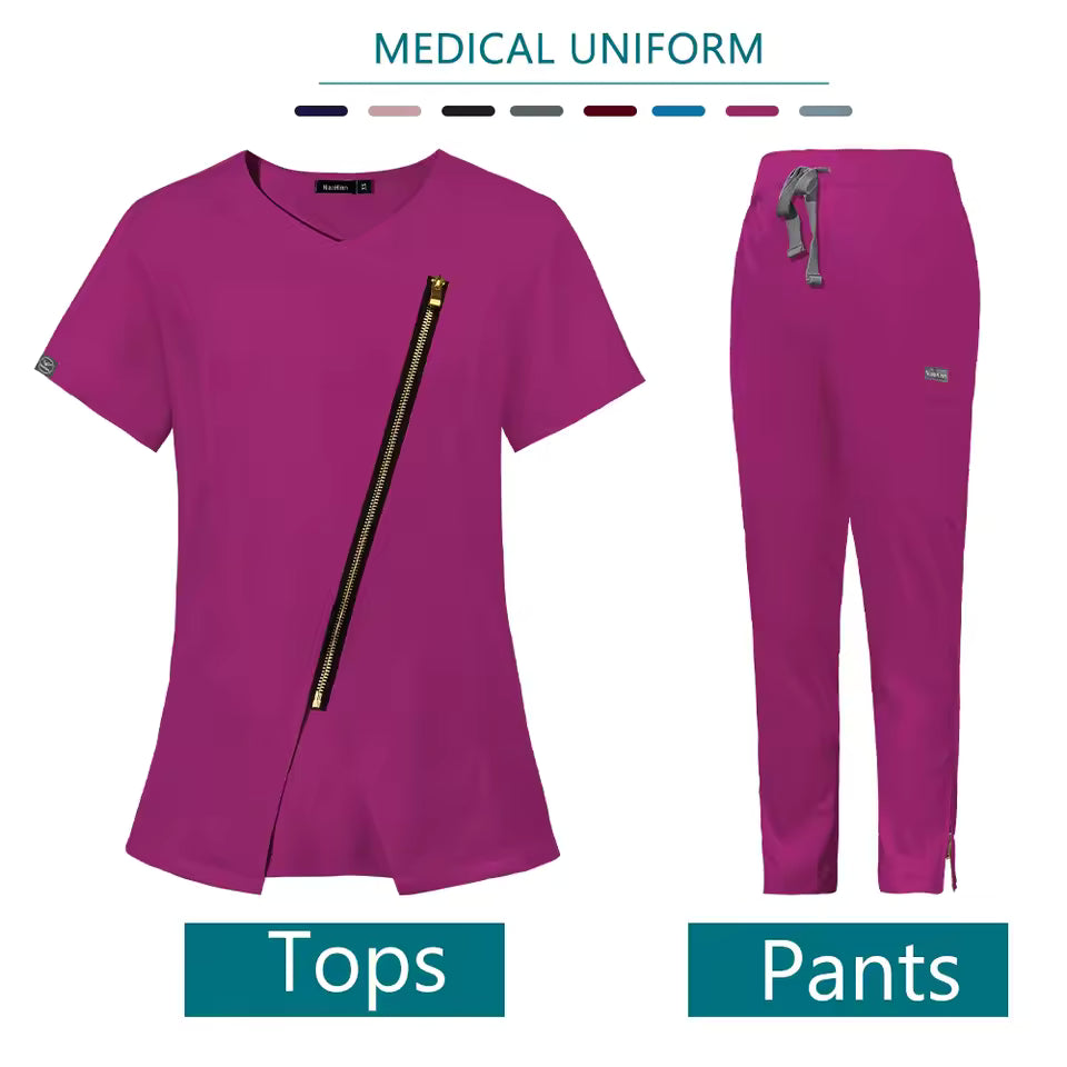 Women Unique Hospital Scrubs Set – Top & Pants for Nurses & Doctors