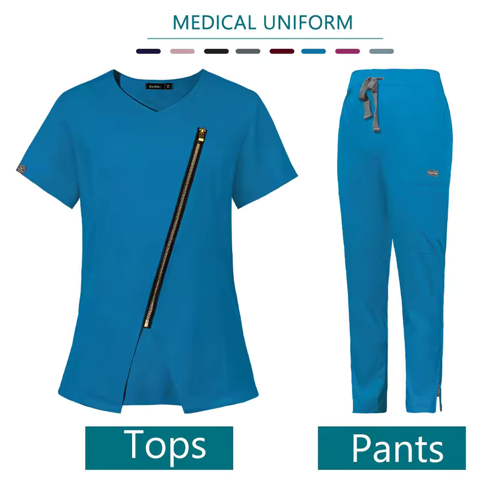 Women Unique Hospital Scrubs Set – Top & Pants for Nurses & Doctors