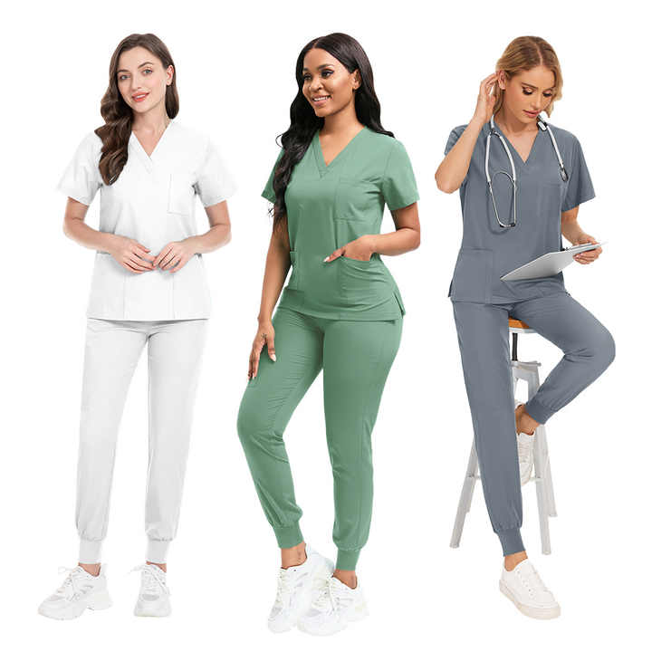 Unisex Nursing Scrubs Joggers Set – Short-Sleeved Hospital Uniform