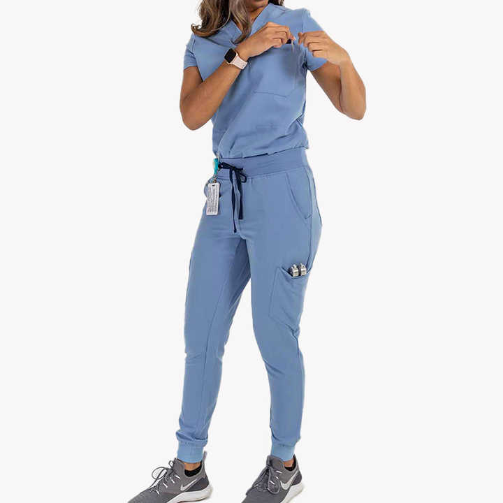Women’s Ceil Blue Jogger Scrubs Set – Hospital Uniform