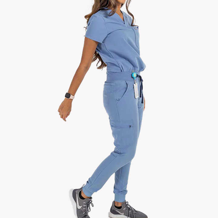 Women’s Ceil Blue Jogger Scrubs Set – Hospital Uniform