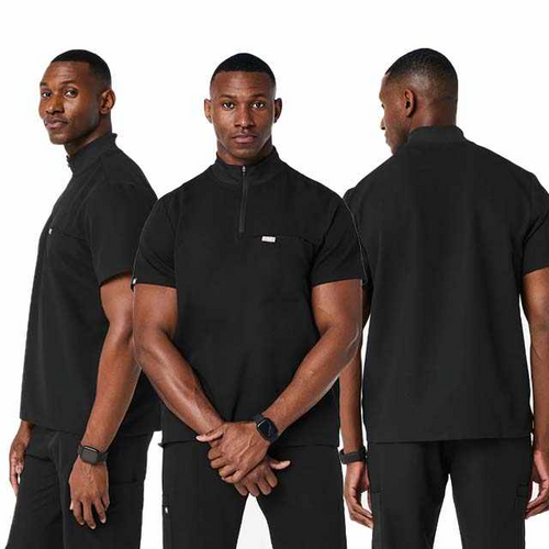 Men’s Breathable Jogger Medical Scrubs – Band Collar, Plus Size