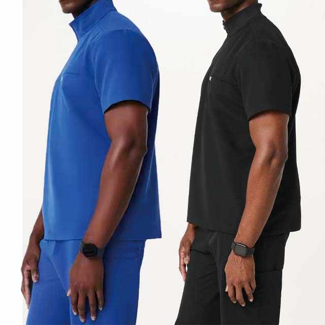 Men’s Breathable Jogger Medical Scrubs – Band Collar, Plus Size