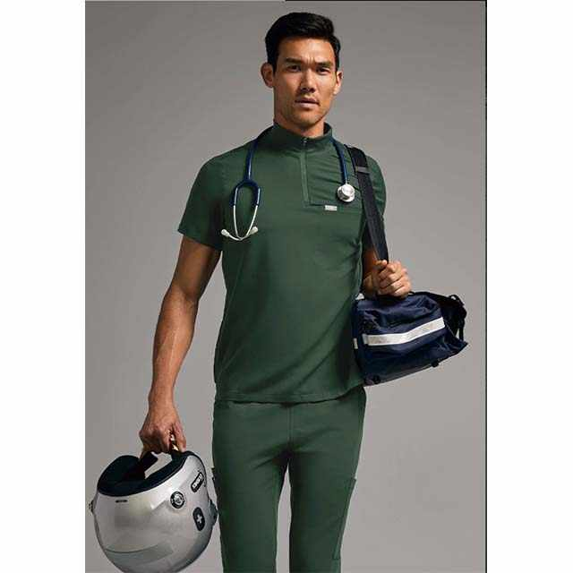 Men’s Breathable Jogger Medical Scrubs – Band Collar, Plus Size