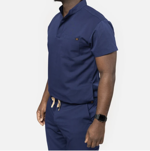 Men’s Breathable Jogger Medical Scrubs – Band Collar, Plus Size